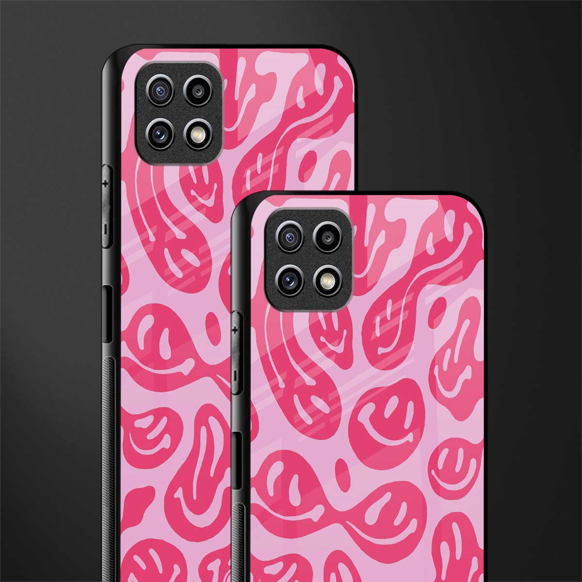 acid smiles bubblegum pink edition back phone cover | glass case for samsung galaxy f42