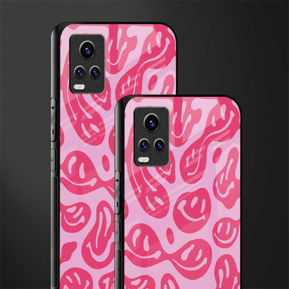 acid smiles bubblegum pink edition back phone cover | glass case for vivo v21e 4g