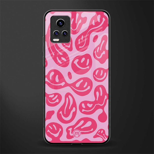 acid smiles bubblegum pink edition back phone cover | glass case for vivo v21e 4g
