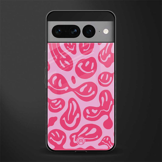 acid smiles bubblegum pink edition back phone cover | glass case for google pixel 7 pro