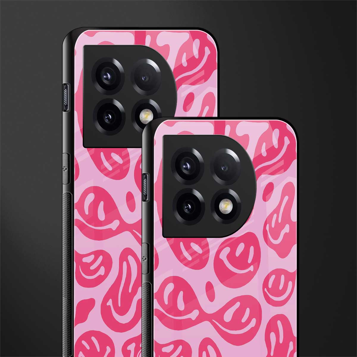 acid smiles bubblegum pink edition back phone cover | glass case for oneplus 11