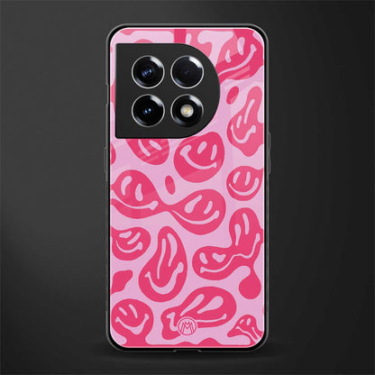 acid smiles bubblegum pink edition back phone cover | glass case for oneplus 11