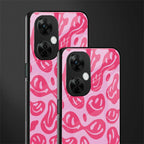 acid smiles bubblegum pink edition back phone cover | glass case for oneplus nord ce 3 lite