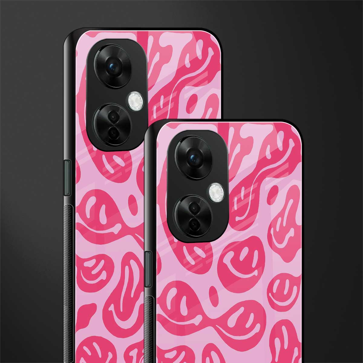 acid smiles bubblegum pink edition back phone cover | glass case for oneplus nord ce 3 lite