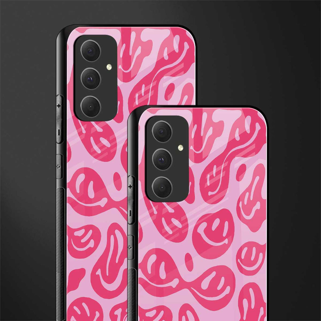 acid smiles bubblegum pink edition back phone cover | glass case for samsung galaxy a54 5g