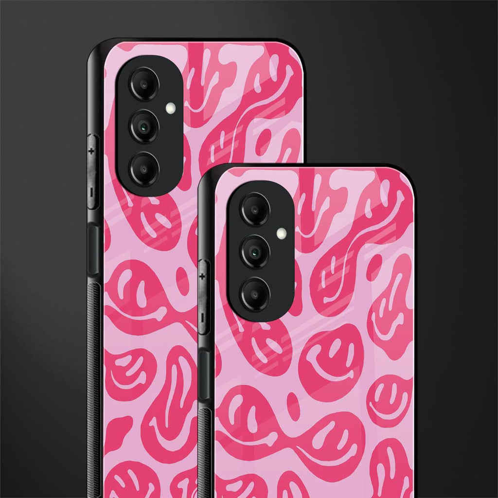 acid smiles bubblegum pink edition back phone cover | glass case for samsung galaxy a14 5g