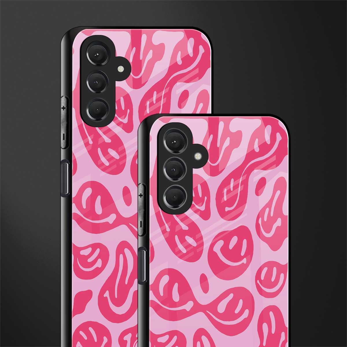 acid smiles bubblegum pink edition back phone cover | glass case for samsun galaxy a24 4g