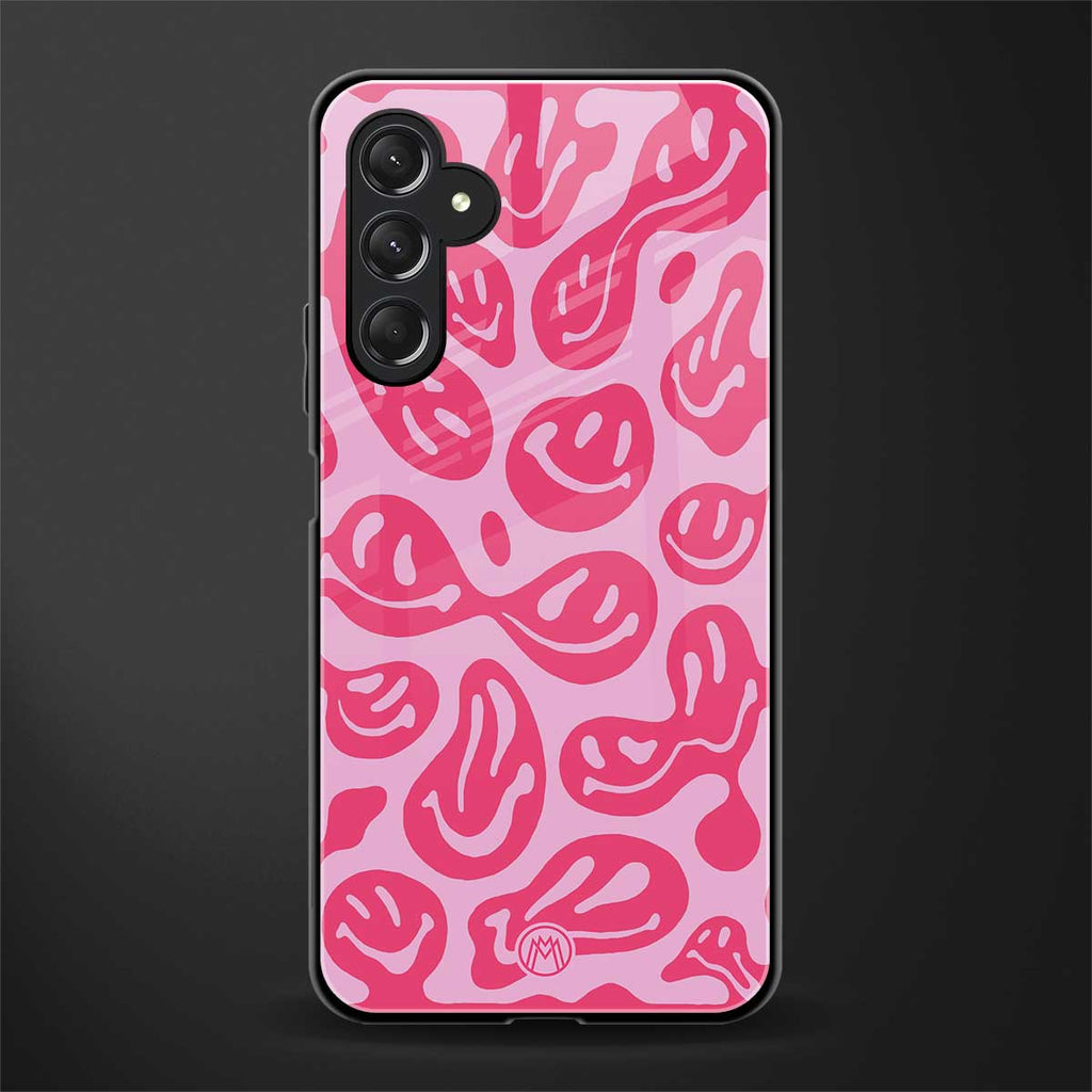 acid smiles bubblegum pink edition back phone cover | glass case for samsun galaxy a24 4g