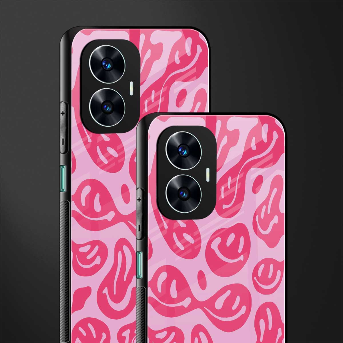acid smiles bubblegum pink edition back phone cover | glass case for realme c55