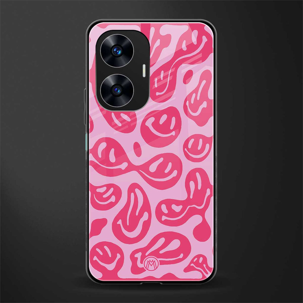 acid smiles bubblegum pink edition back phone cover | glass case for realme c55
