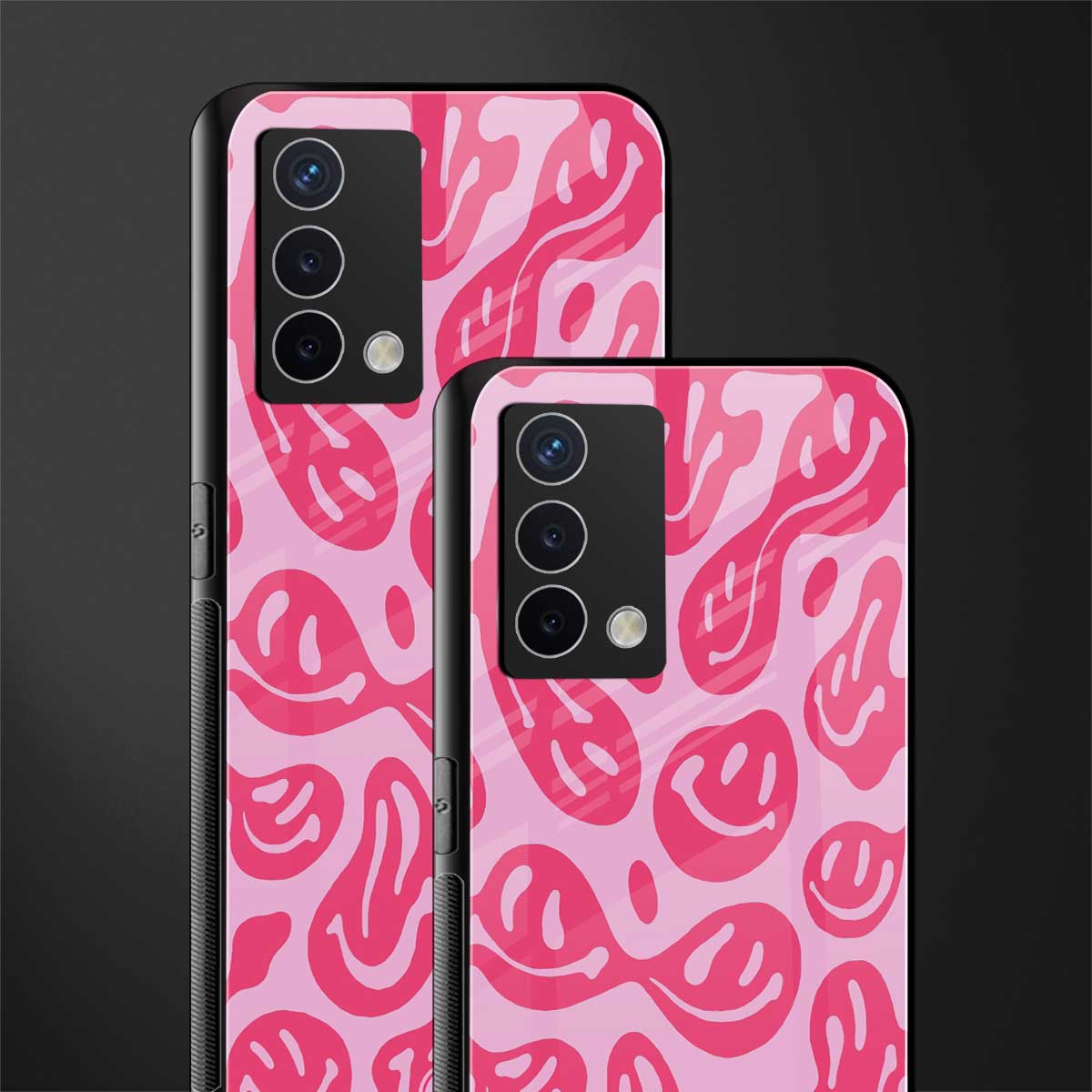 acid smiles bubblegum pink edition back phone cover | glass case for oppo a74 4g