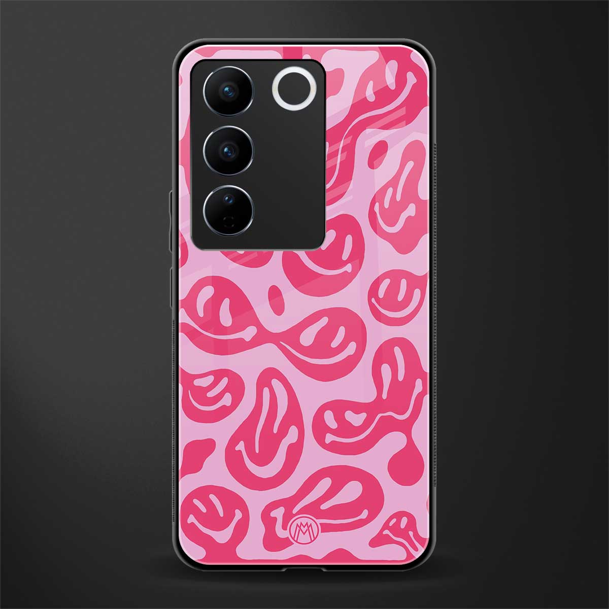 acid smiles bubblegum pink edition back phone cover | glass case for vivo v27 pro 5g
