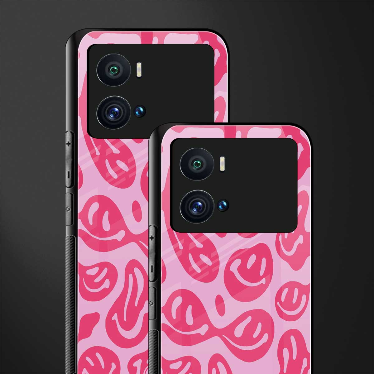 acid smiles bubblegum pink edition back phone cover | glass case for iQOO 9 Pro