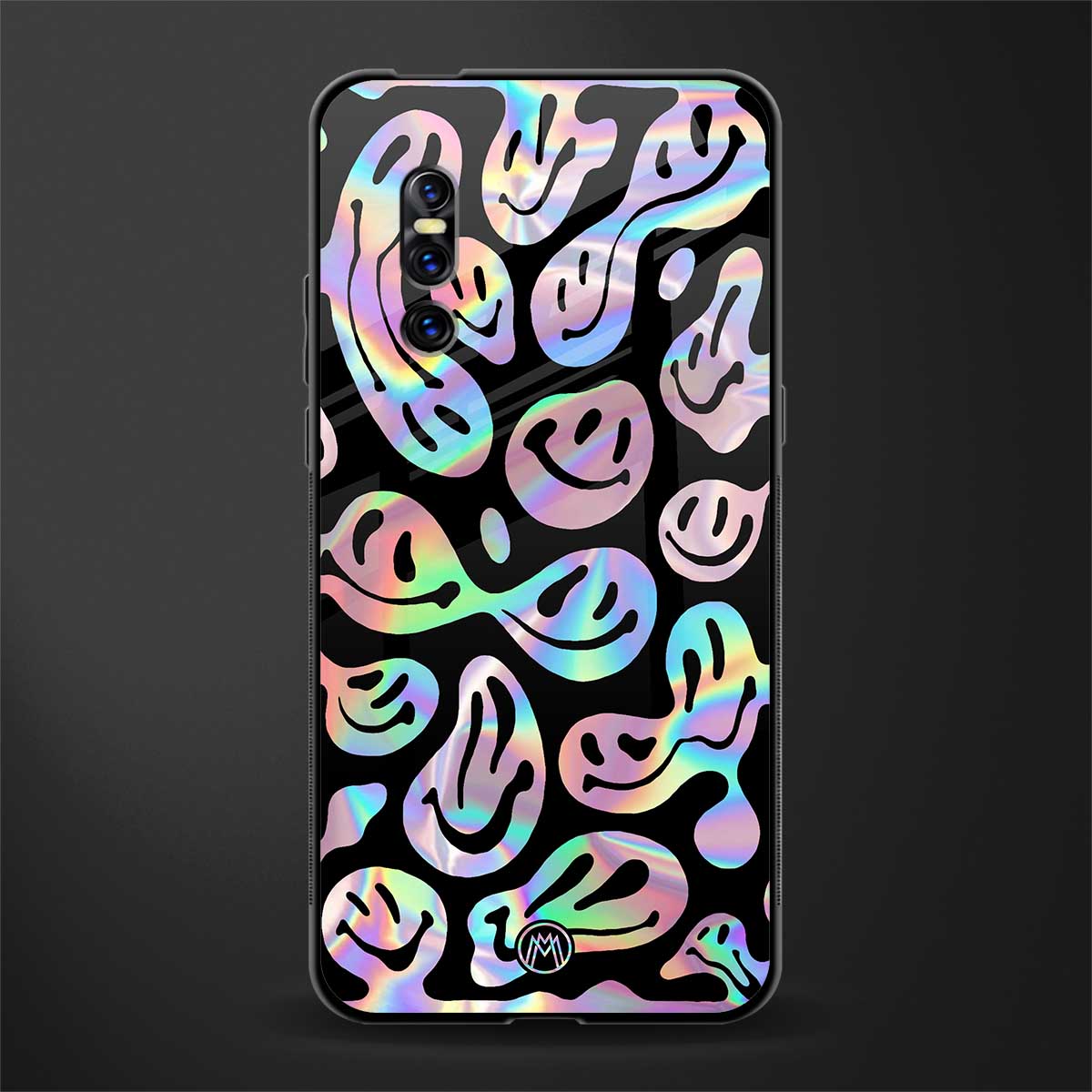 acid smiles chromatic edition glass case for vivo v15 pro image