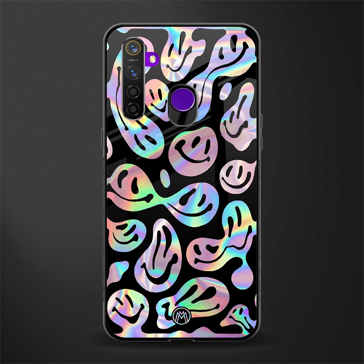 acid smiles chromatic edition glass case for realme 5 image