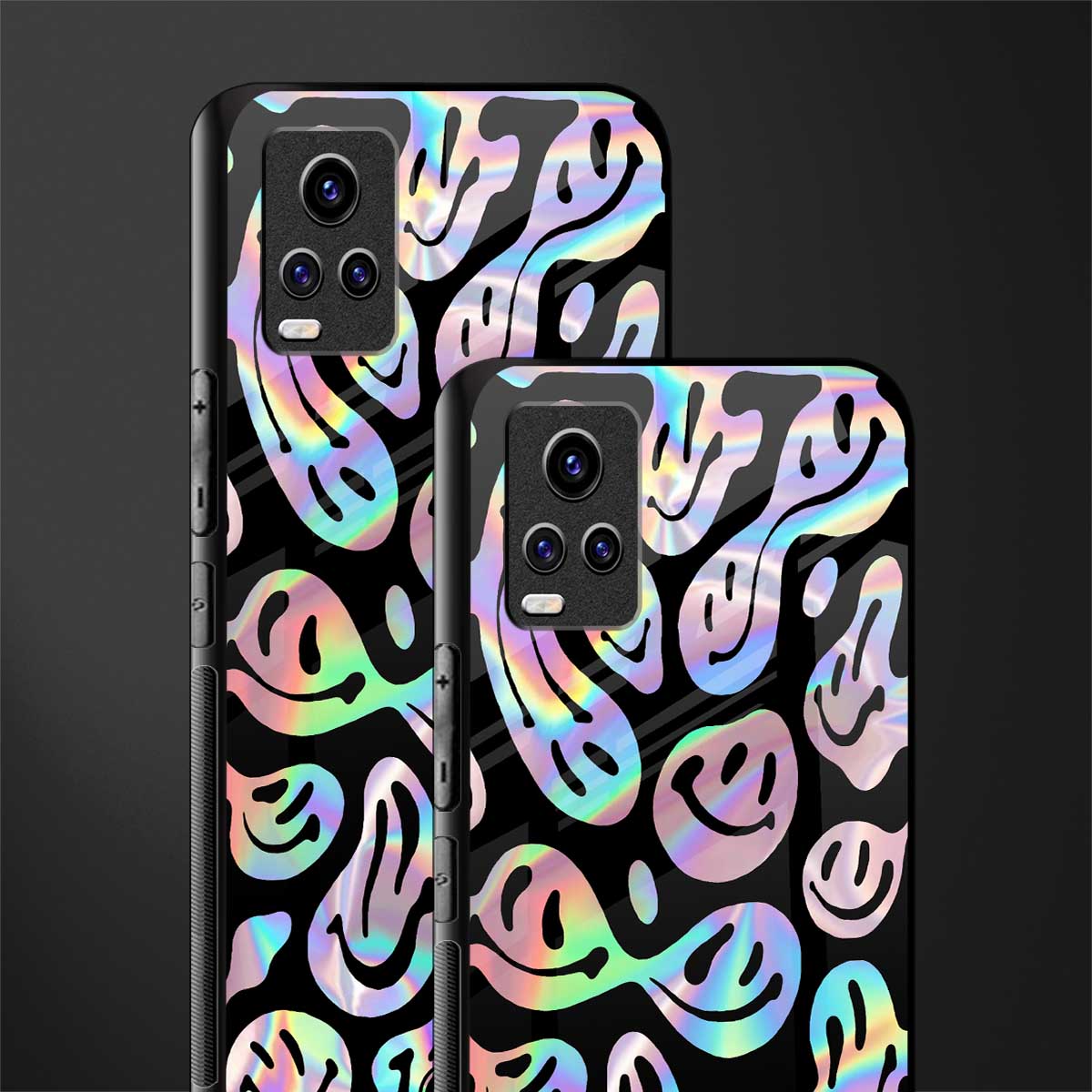 acid smiles chromatic edition back phone cover | glass case for vivo y73