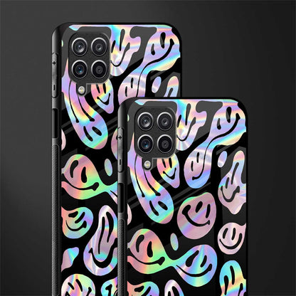 acid smiles chromatic edition back phone cover | glass case for samsung galaxy a22 4g