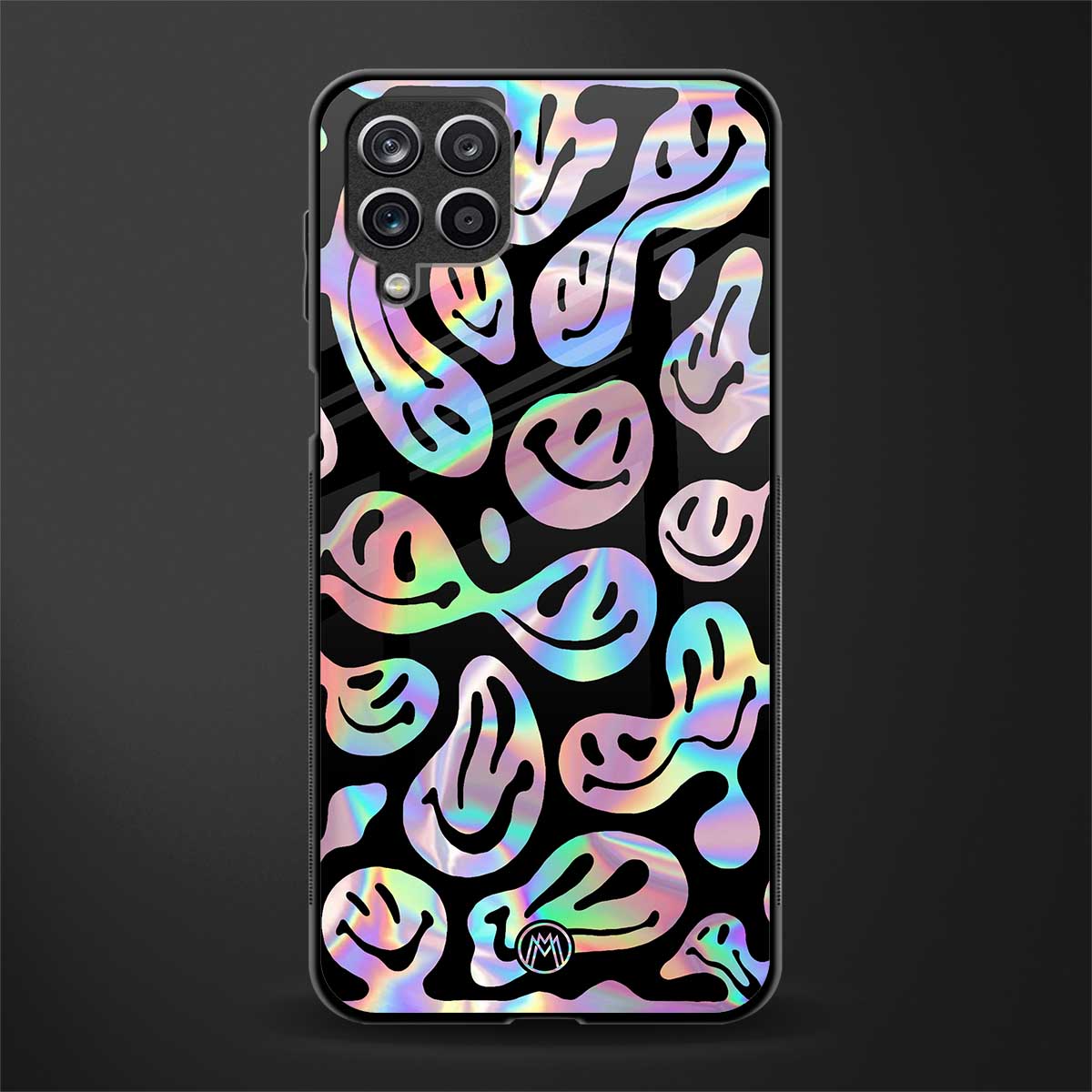 acid smiles chromatic edition back phone cover | glass case for samsung galaxy a22 4g