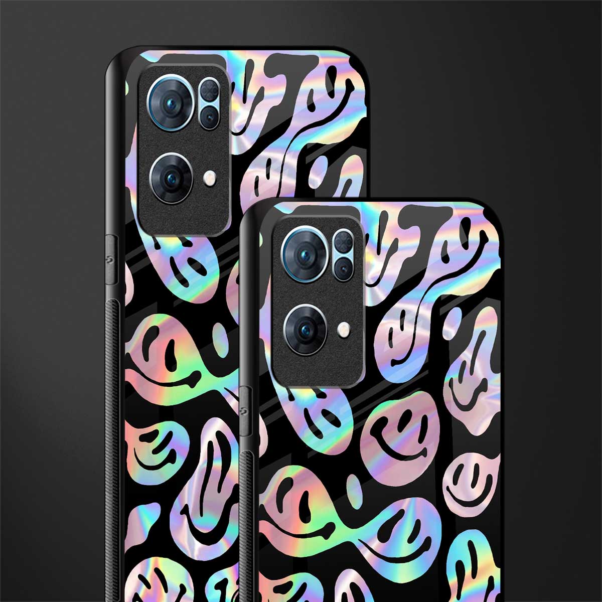 acid smiles chromatic edition glass case for oppo reno7 pro 5g image-2