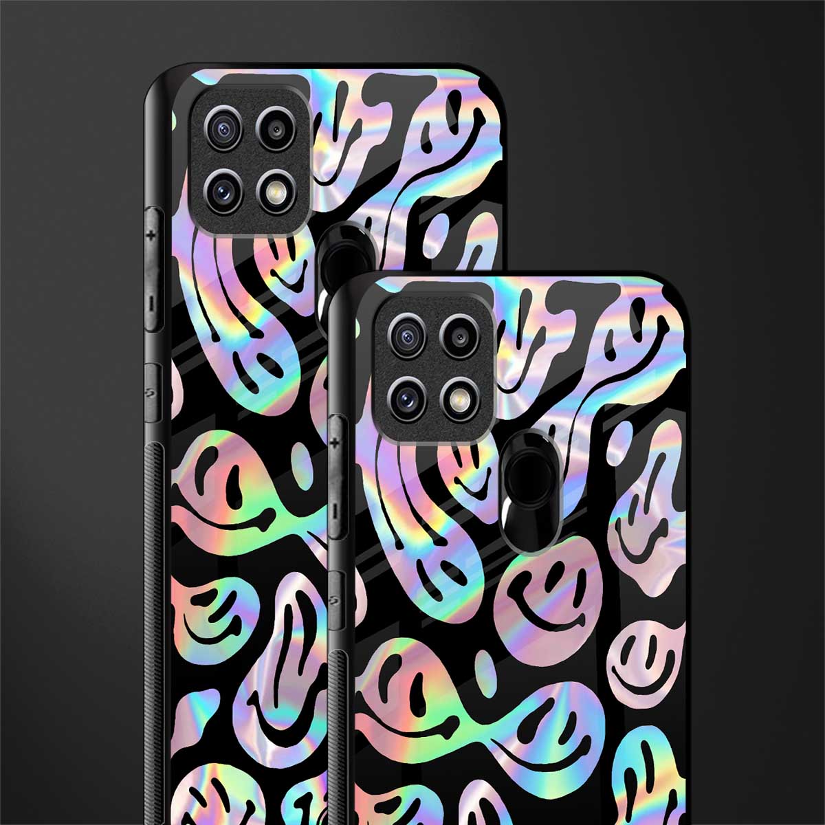 acid smiles chromatic edition glass case for oppo a15s image-2