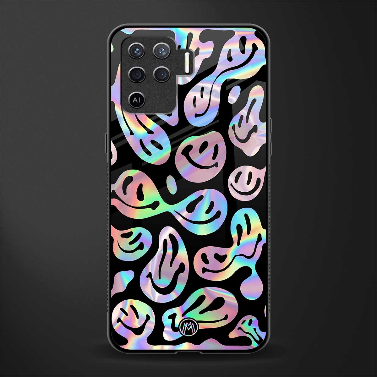 acid smiles chromatic edition glass case for oppo f19 pro image