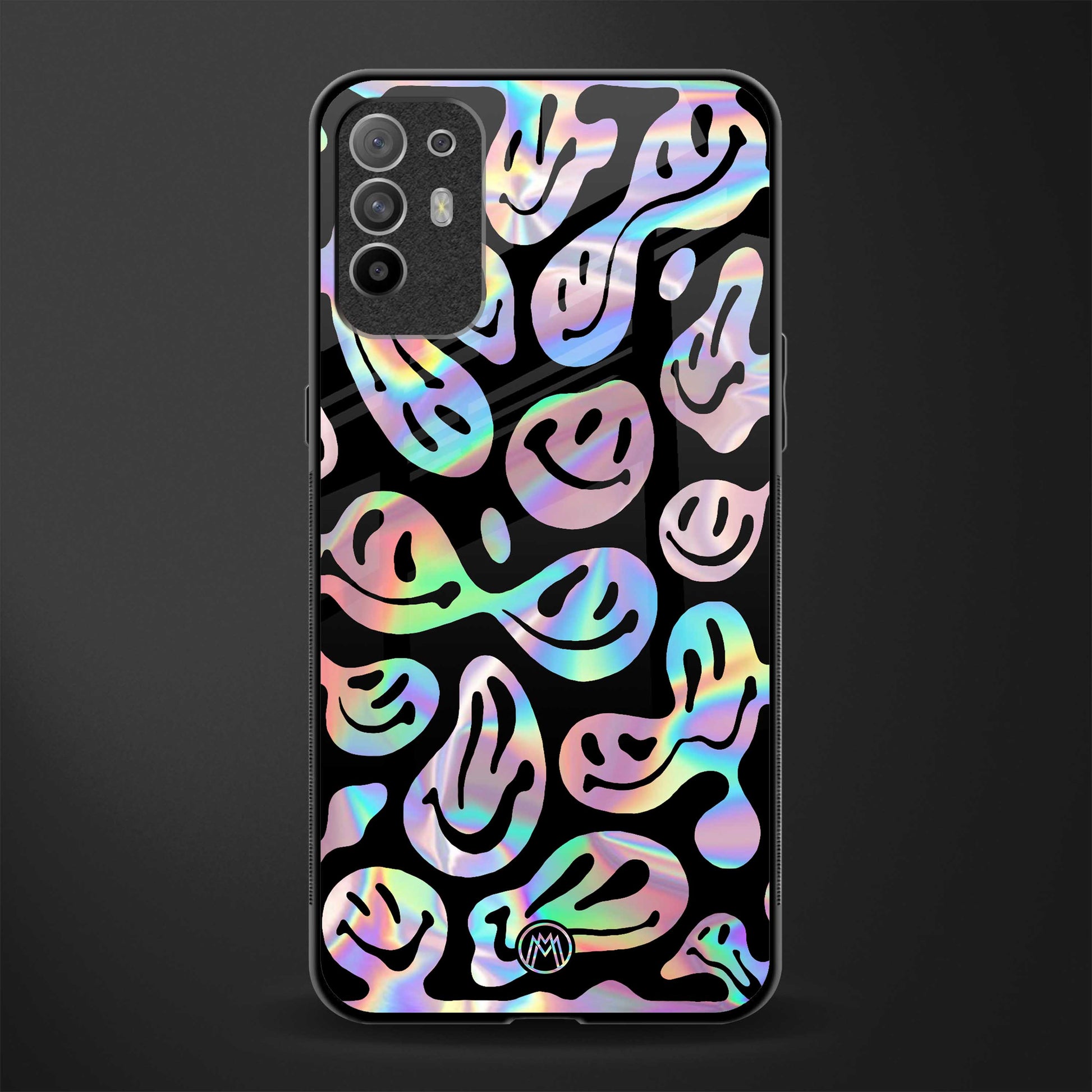 acid smiles chromatic edition glass case for oppo f19 pro plus image