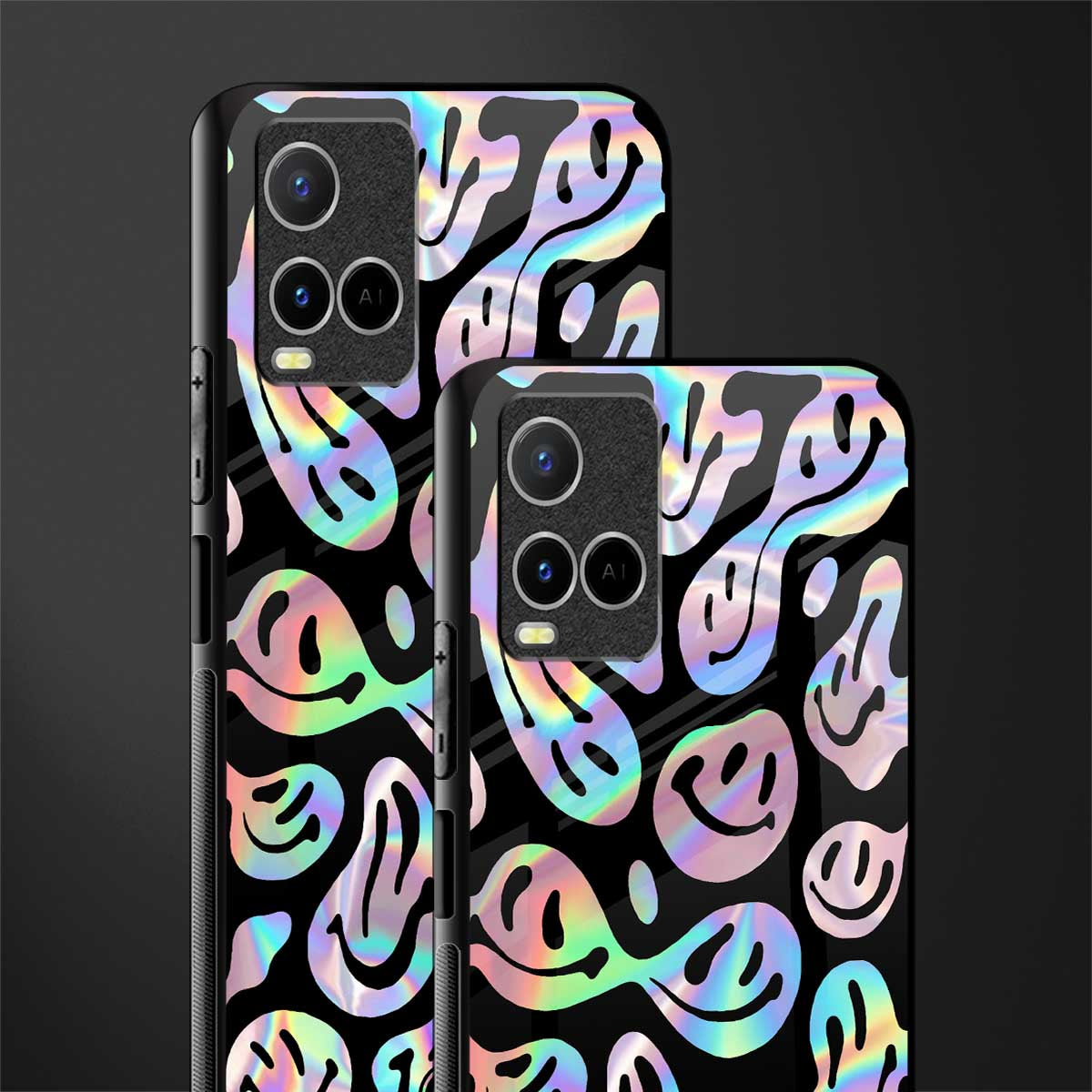 acid smiles chromatic edition glass case for vivo y21s image-2