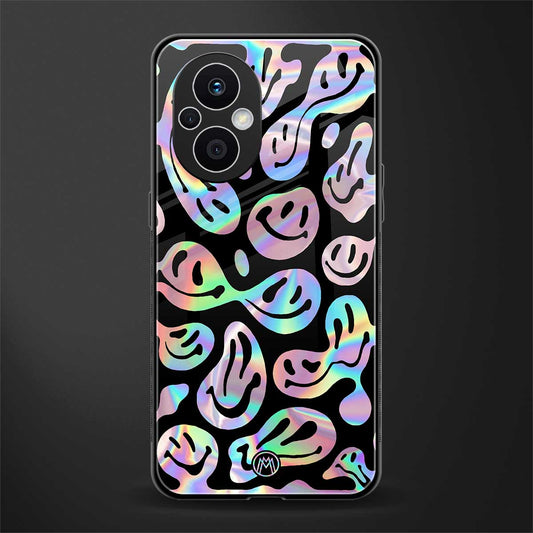 acid smiles chromatic edition back phone cover | glass case for oppo f21 pro 5g