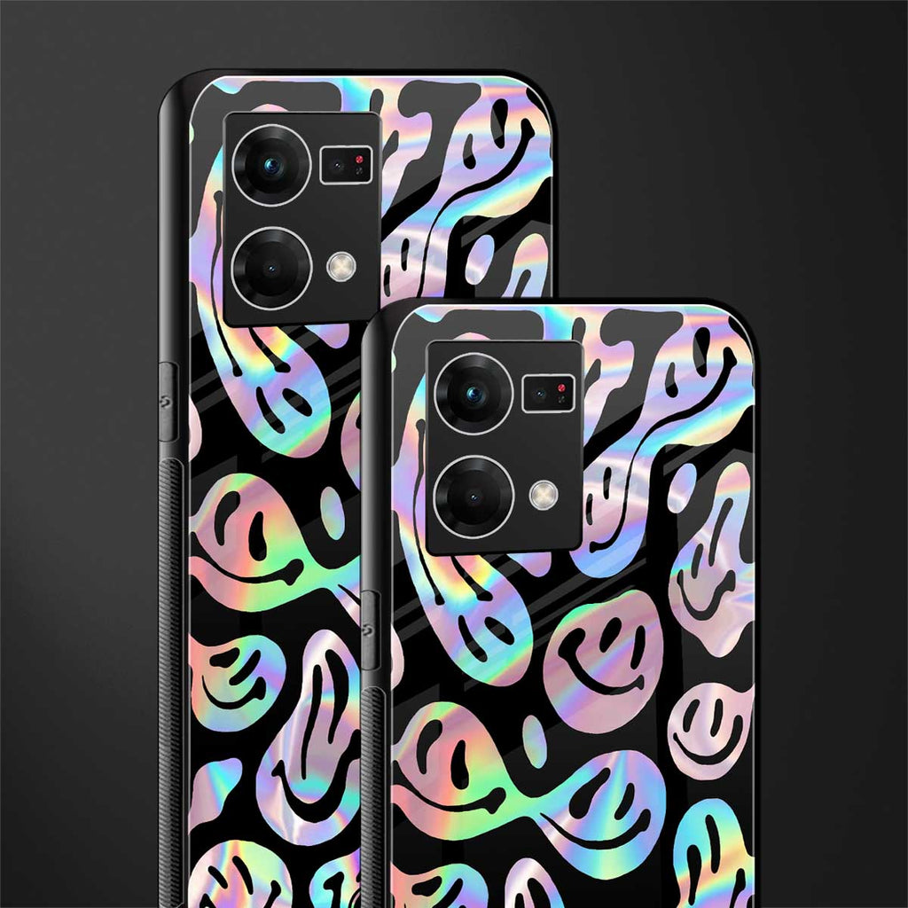 acid smiles chromatic edition back phone cover | glass case for oppo f21 pro 4g