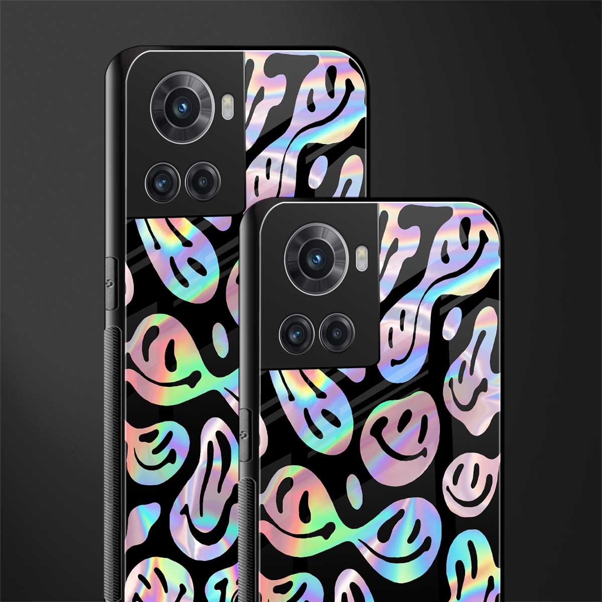 acid smiles chromatic edition back phone cover | glass case for oneplus 10r 5g