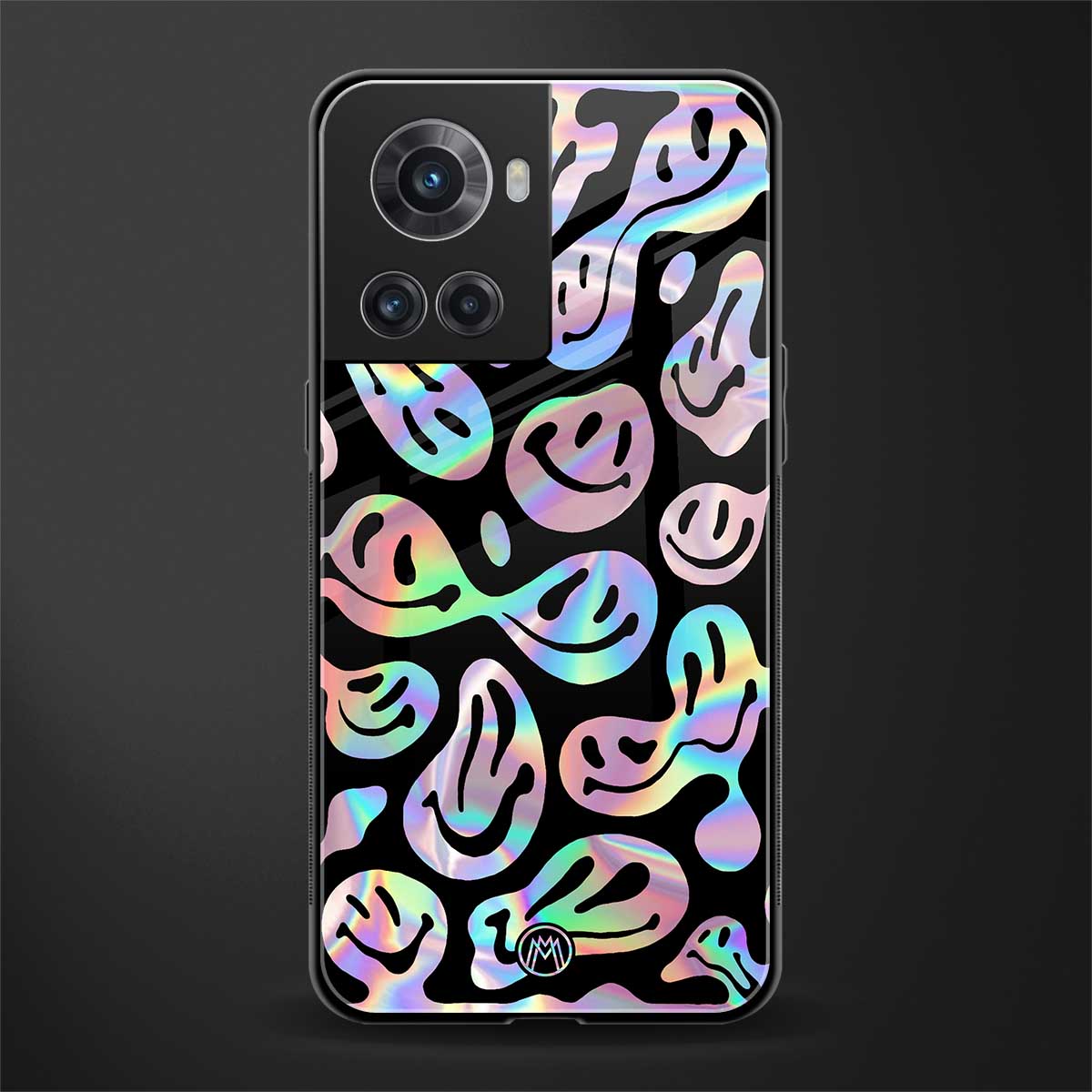 acid smiles chromatic edition back phone cover | glass case for oneplus 10r 5g