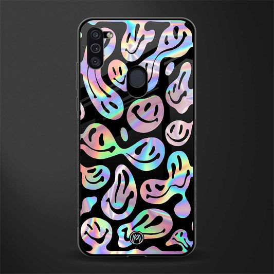 acid smiles chromatic edition glass case for samsung galaxy m11 image