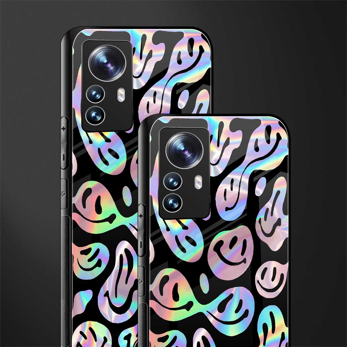 acid smiles chromatic edition back phone cover | glass case for xiaomi 12 pro