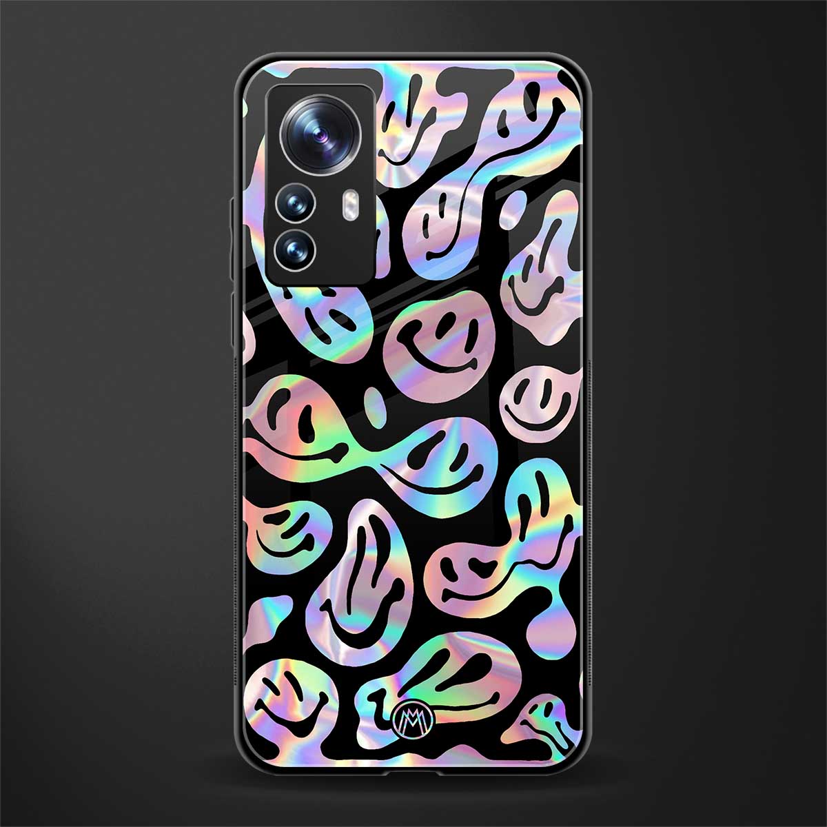 acid smiles chromatic edition back phone cover | glass case for xiaomi 12 pro