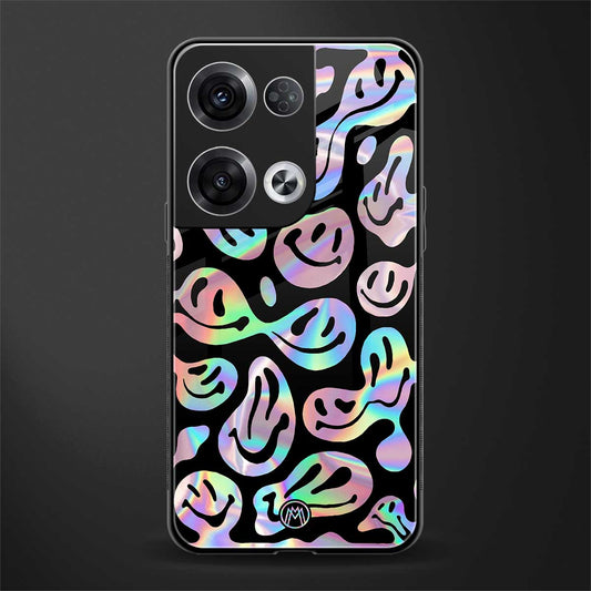acid smiles chromatic edition back phone cover | glass case for oppo reno 8