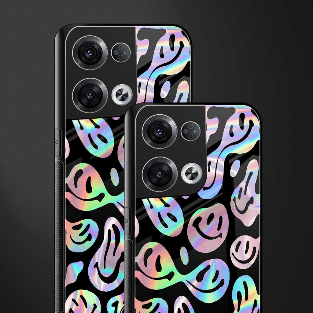 acid smiles chromatic edition back phone cover | glass case for oppo reno 8 pro