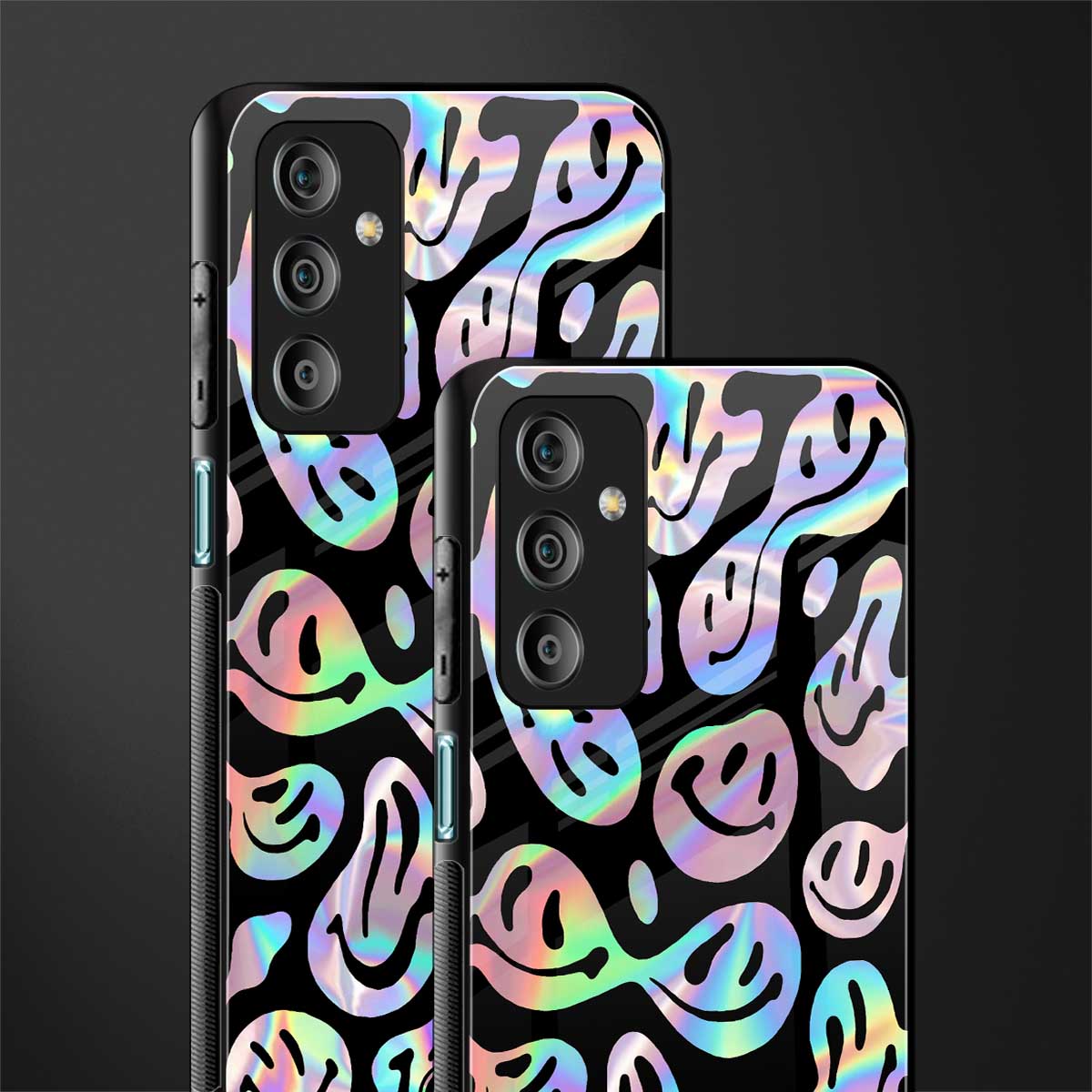 acid smiles chromatic edition back phone cover | glass case for samsung galaxy f23 5g