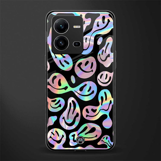 acid smiles chromatic edition back phone cover | glass case for vivo v25-5g