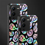 acid smiles chromatic edition back phone cover | glass case for vivo v25 pro 5g