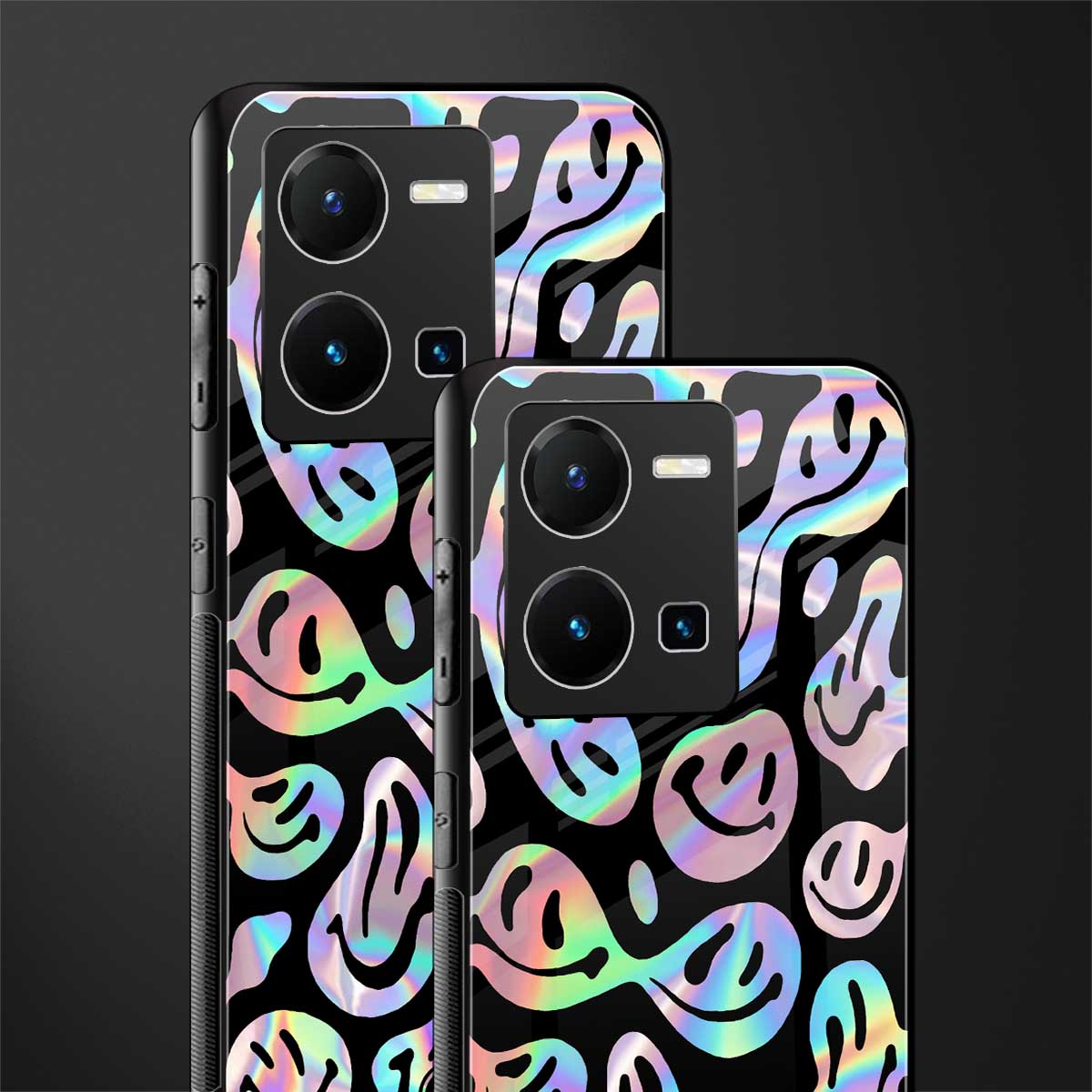 acid smiles chromatic edition back phone cover | glass case for vivo y35 4g