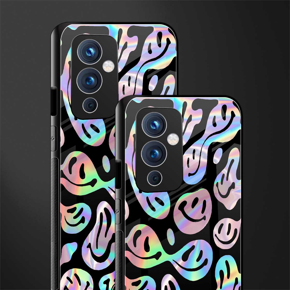 acid smiles chromatic edition back phone cover | glass case for oneplus 9