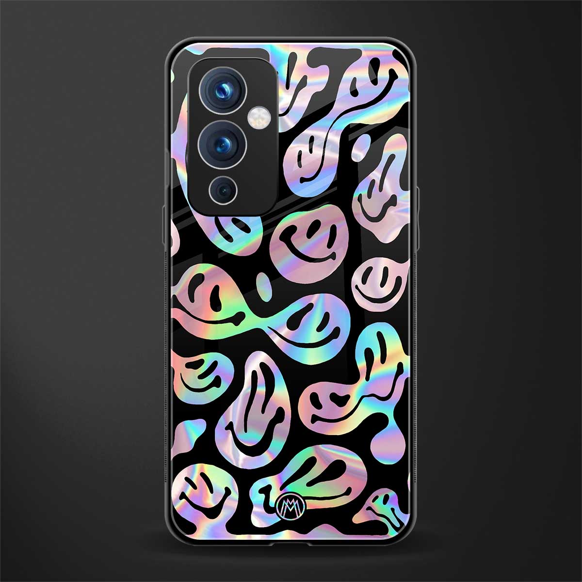 acid smiles chromatic edition back phone cover | glass case for oneplus 9