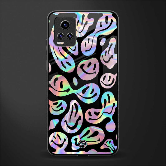 acid smiles chromatic edition back phone cover | glass case for vivo v21e 4g