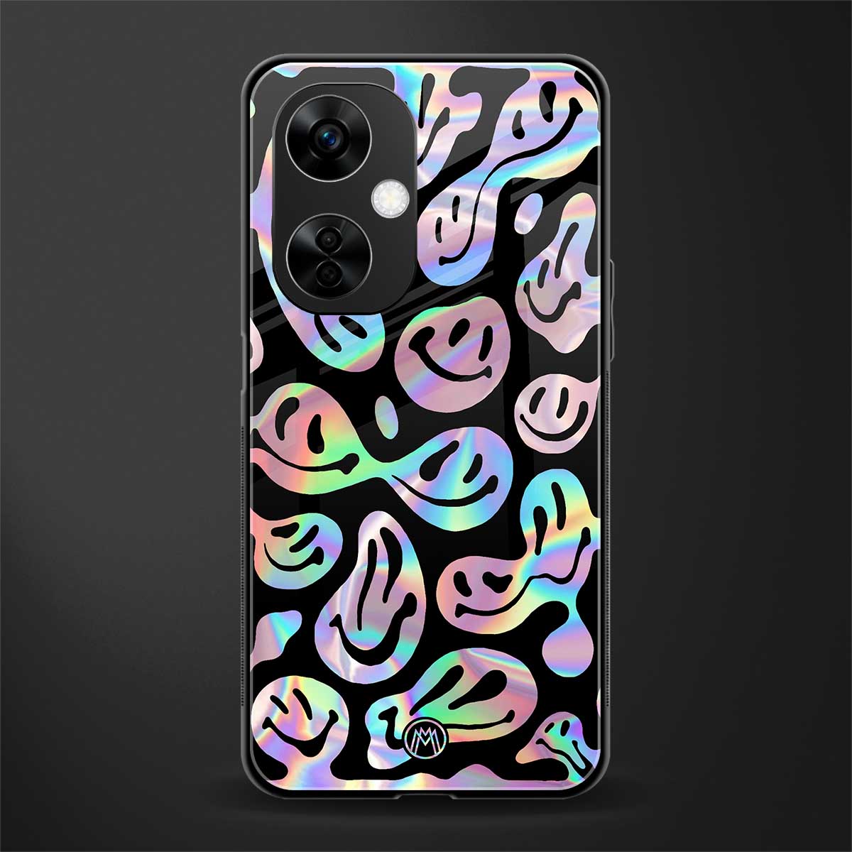 acid smiles chromatic edition back phone cover | glass case for oneplus nord ce 3 lite