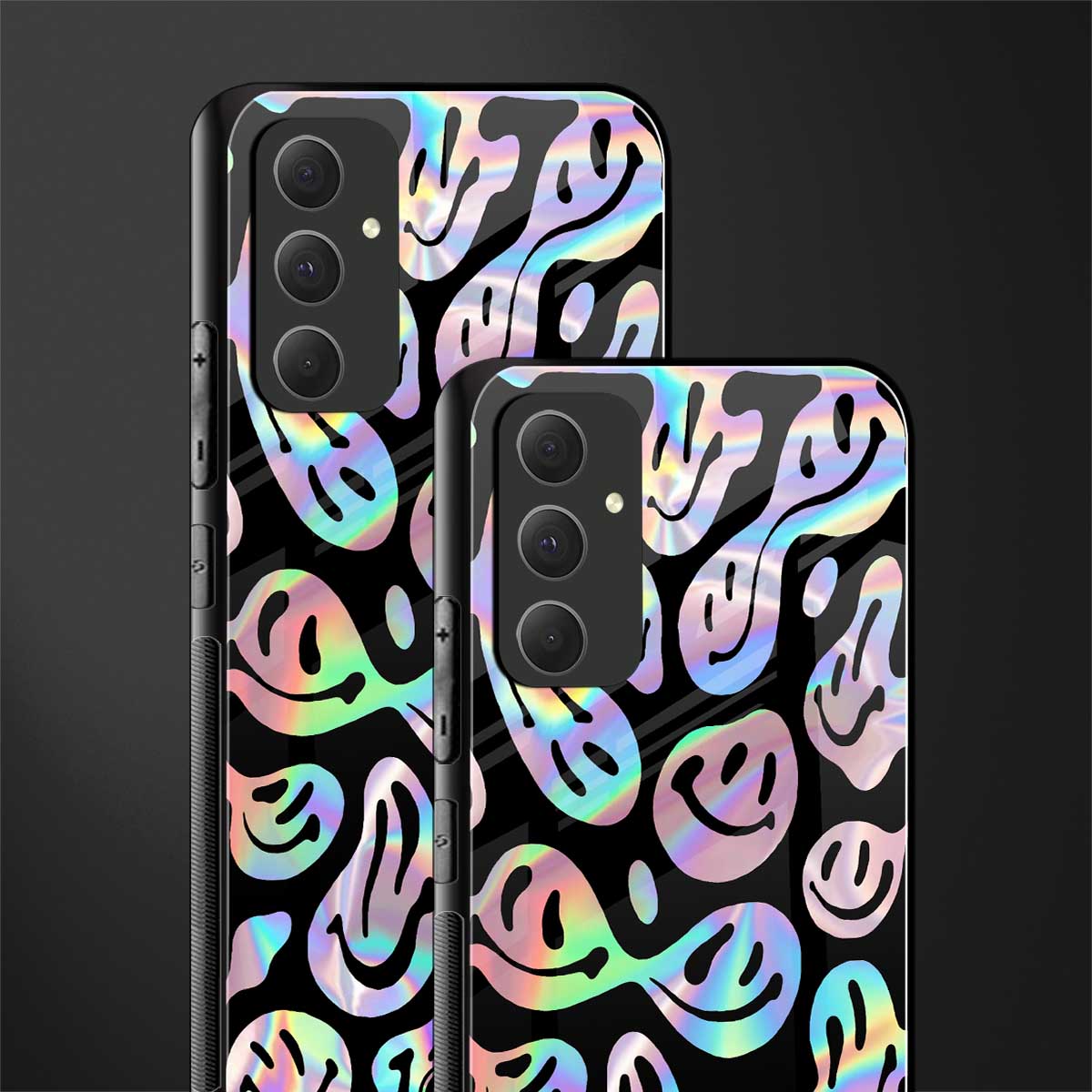 acid smiles chromatic edition back phone cover | glass case for samsung galaxy a54 5g