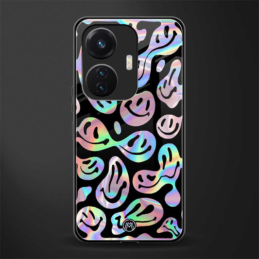 acid smiles chromatic edition back phone cover | glass case for vivo t1 44w 4g