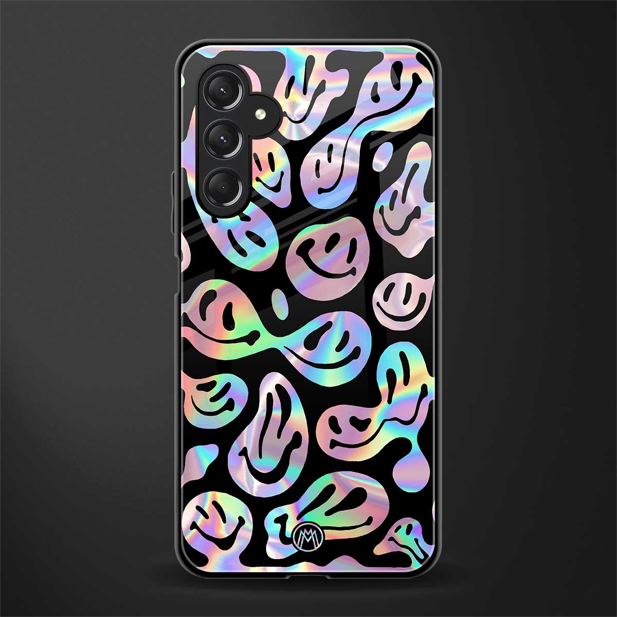 acid smiles chromatic edition back phone cover | glass case for samsun galaxy a24 4g
