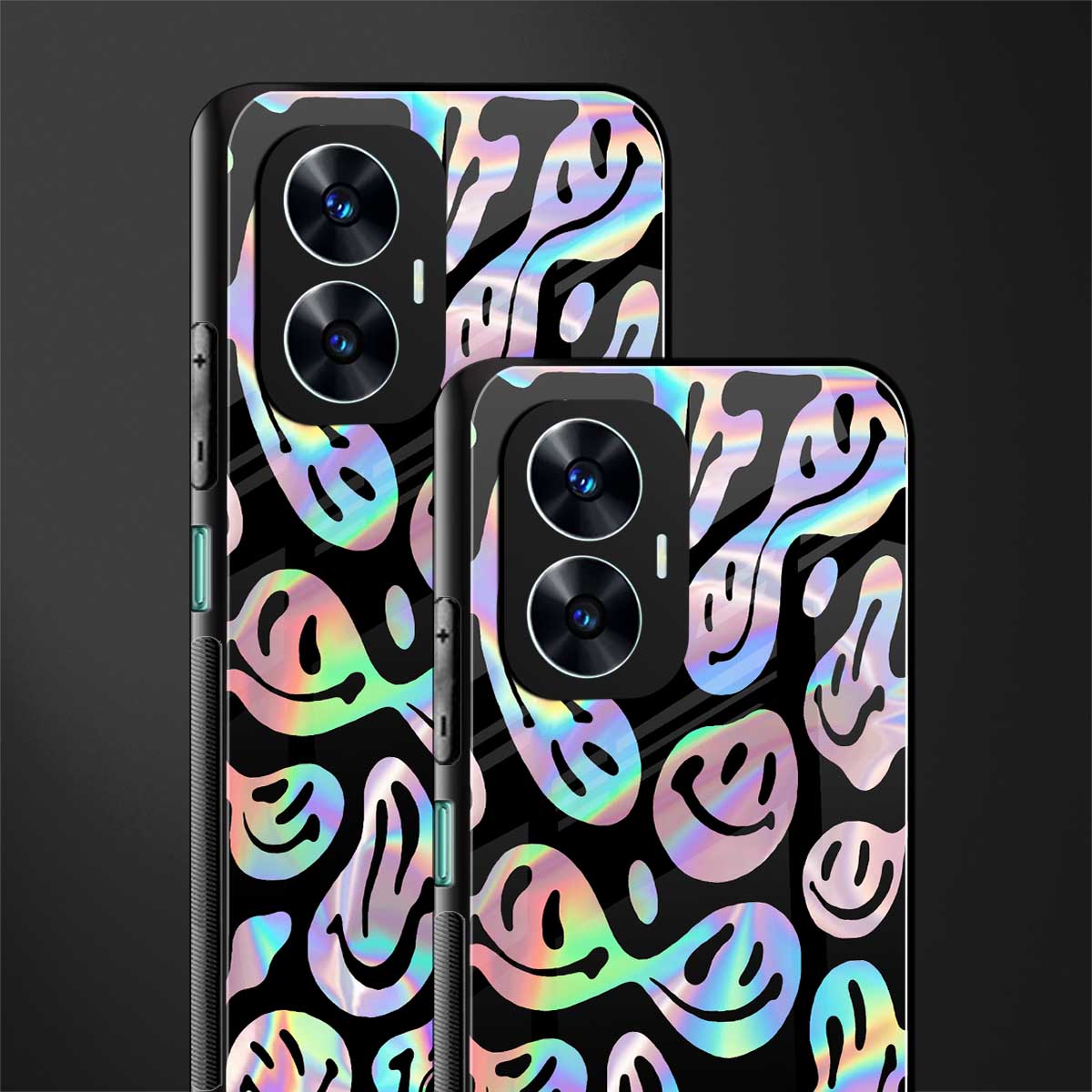 acid smiles chromatic edition back phone cover | glass case for realme c55