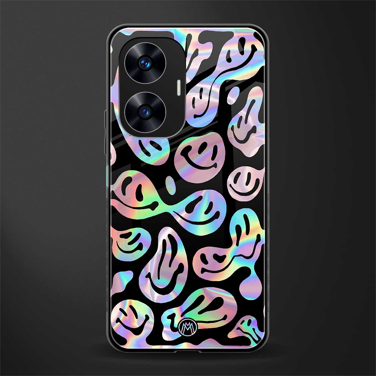 acid smiles chromatic edition back phone cover | glass case for realme c55