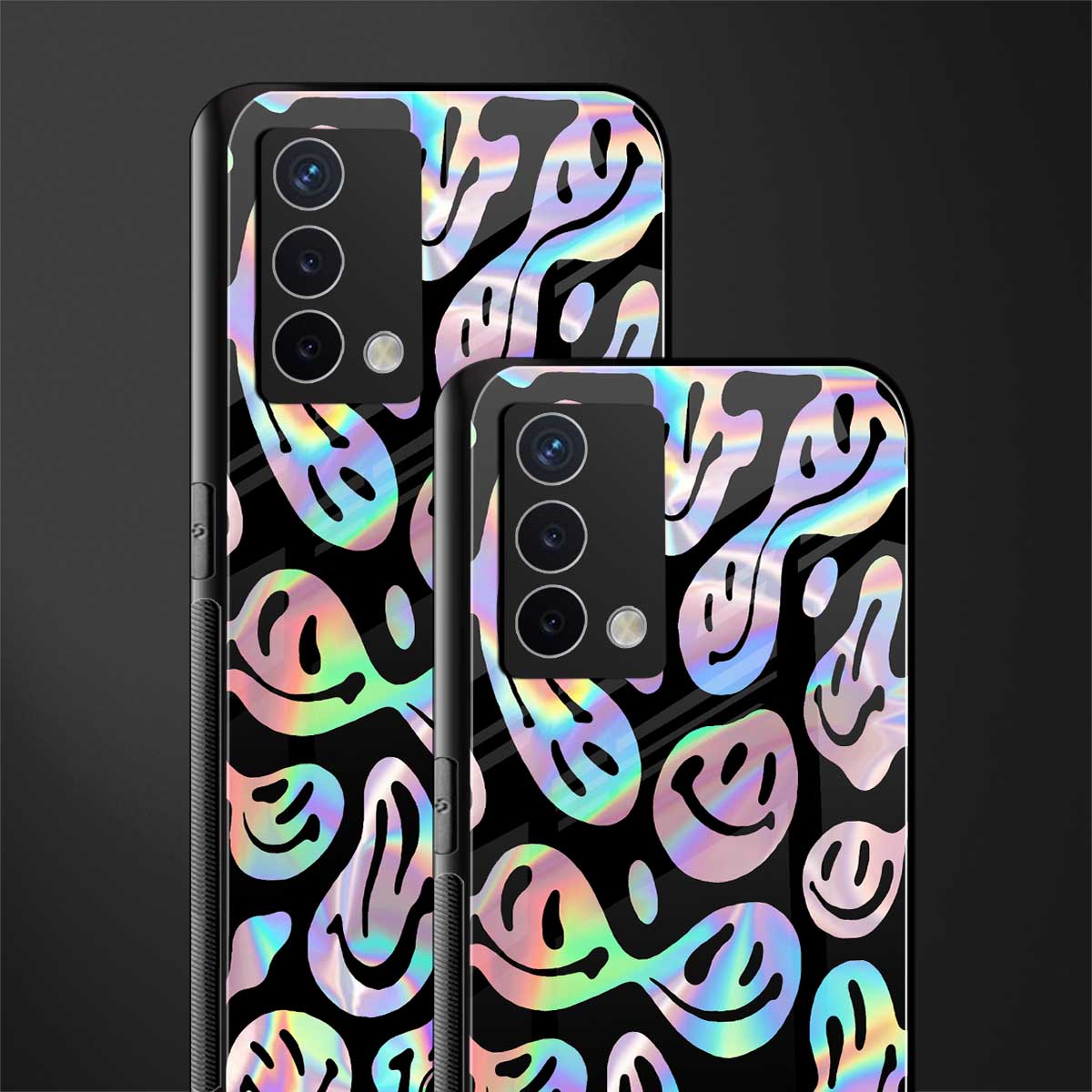 acid smiles chromatic edition back phone cover | glass case for oppo a74 4g